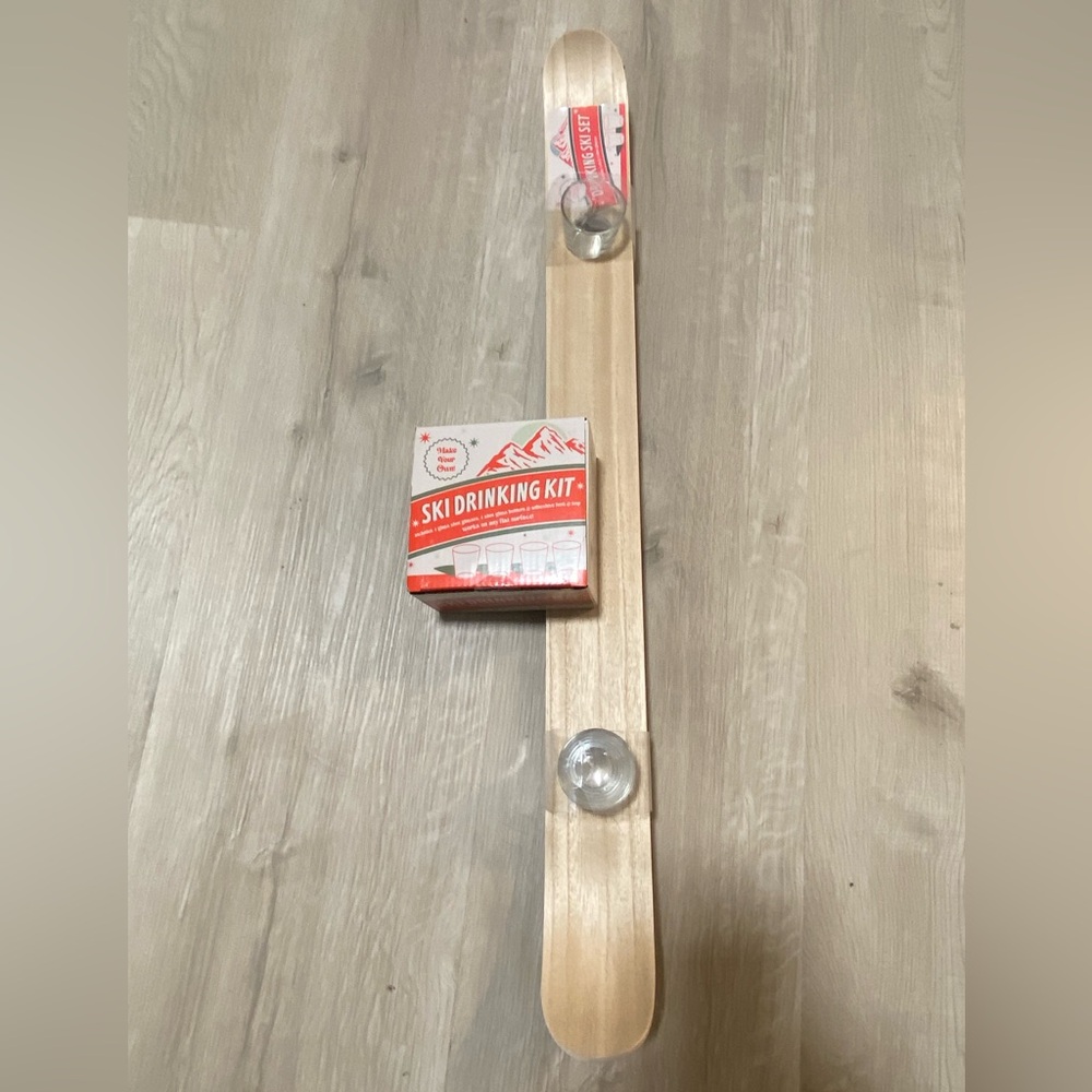 Shot ski drinking game. Shot ski with 2 shot glasses. Set of 4 shot glasses Xmas